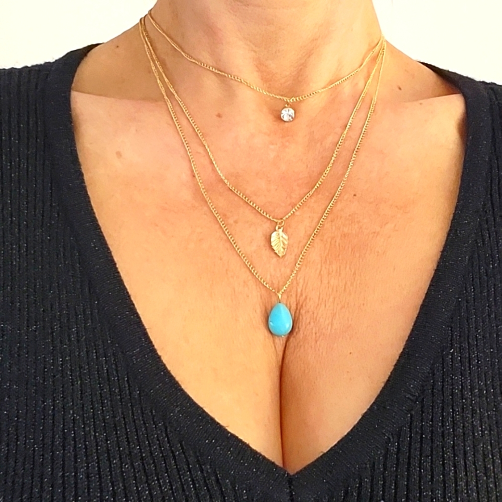 NEW Rose-Gold-Tone Triple Strand Charm Layering Necklace